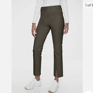 Athleta Wander Slim straight leg high rise slit front cropped pants 6L - 6 LONG